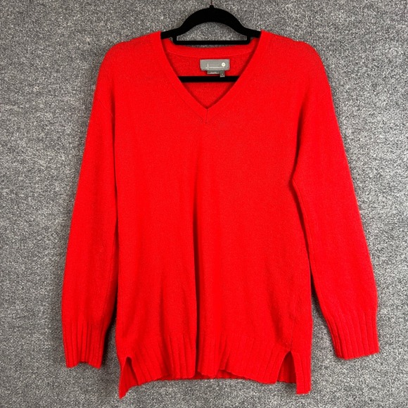 By Anthropologie Cashmere V-Neck Sweater Red Womens Size M - Picture 1 of 9